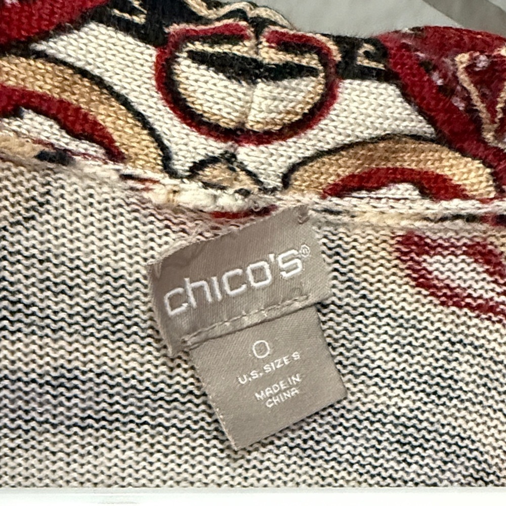 Chicos Paisley Open Front Cardigan lightweight beautiful color - Picture 5 of 9
